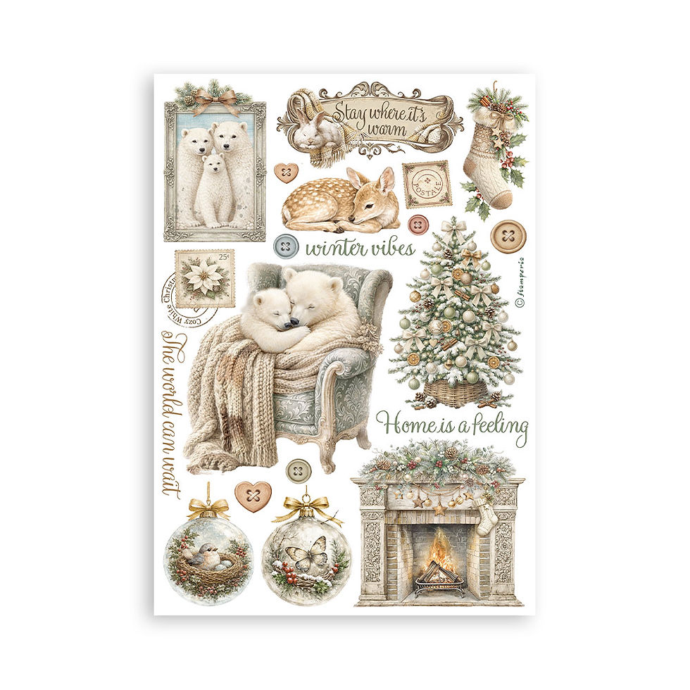 Thumbnail: Stamperia - White Christmas - Washi Pad - 8 - A5 Sheets