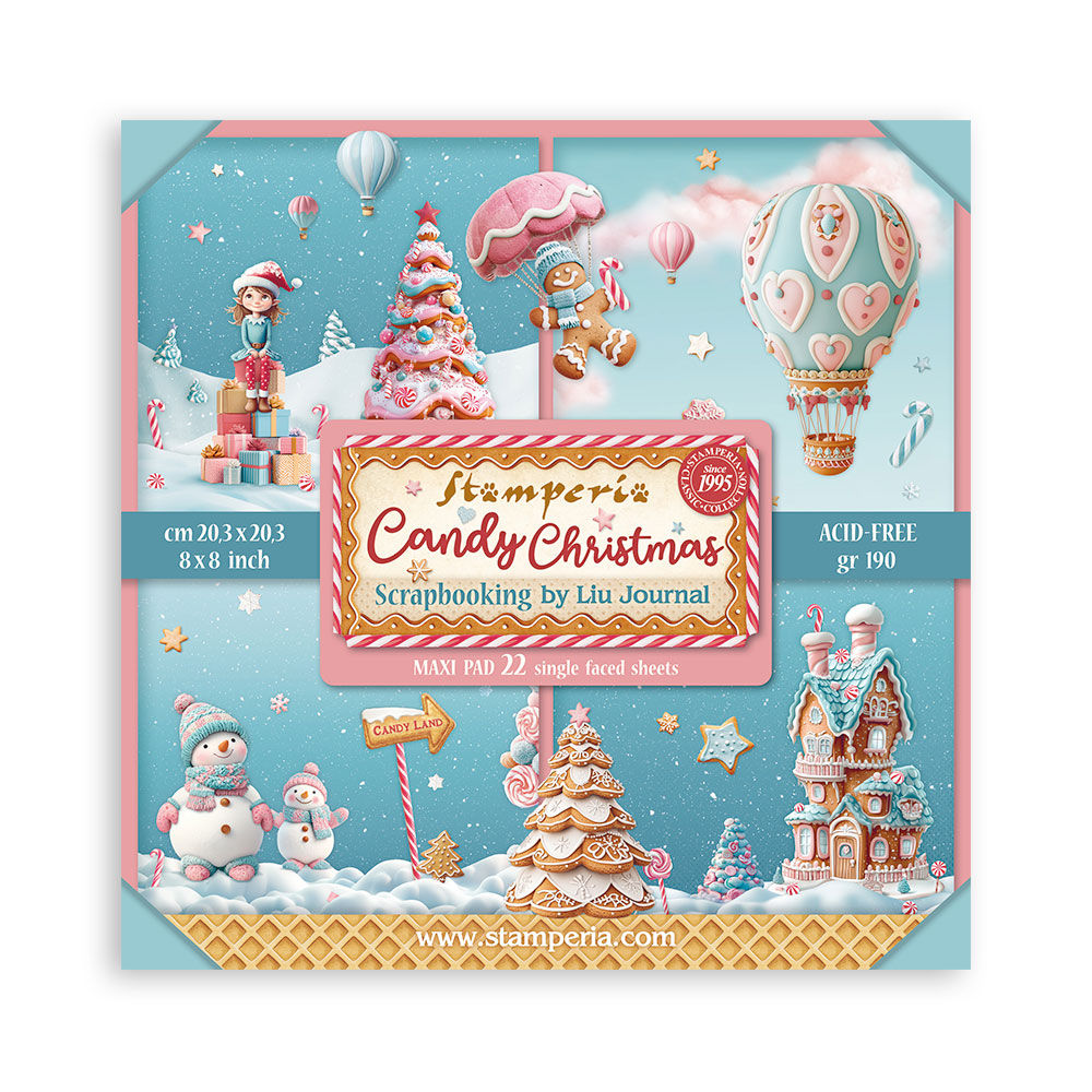 Stamperia - Candy Christmas - 22 SINGLE-SIDED 8x8 Sheet