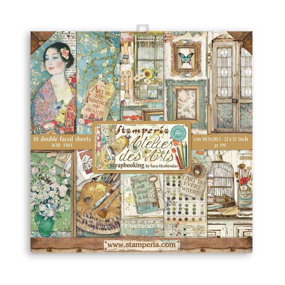 Stamperia-Atelier Des Arts - 12x12 Paper Pad - 10 Sheets - 22 Designs