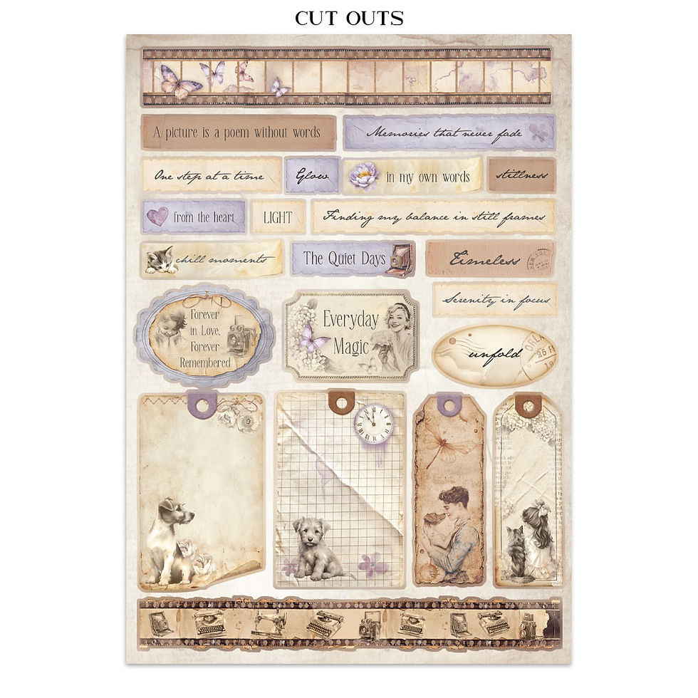 Thumbnail: REDUCED Stamperia - Quiet Days - Junk Journal Embellishments - 16 Pages