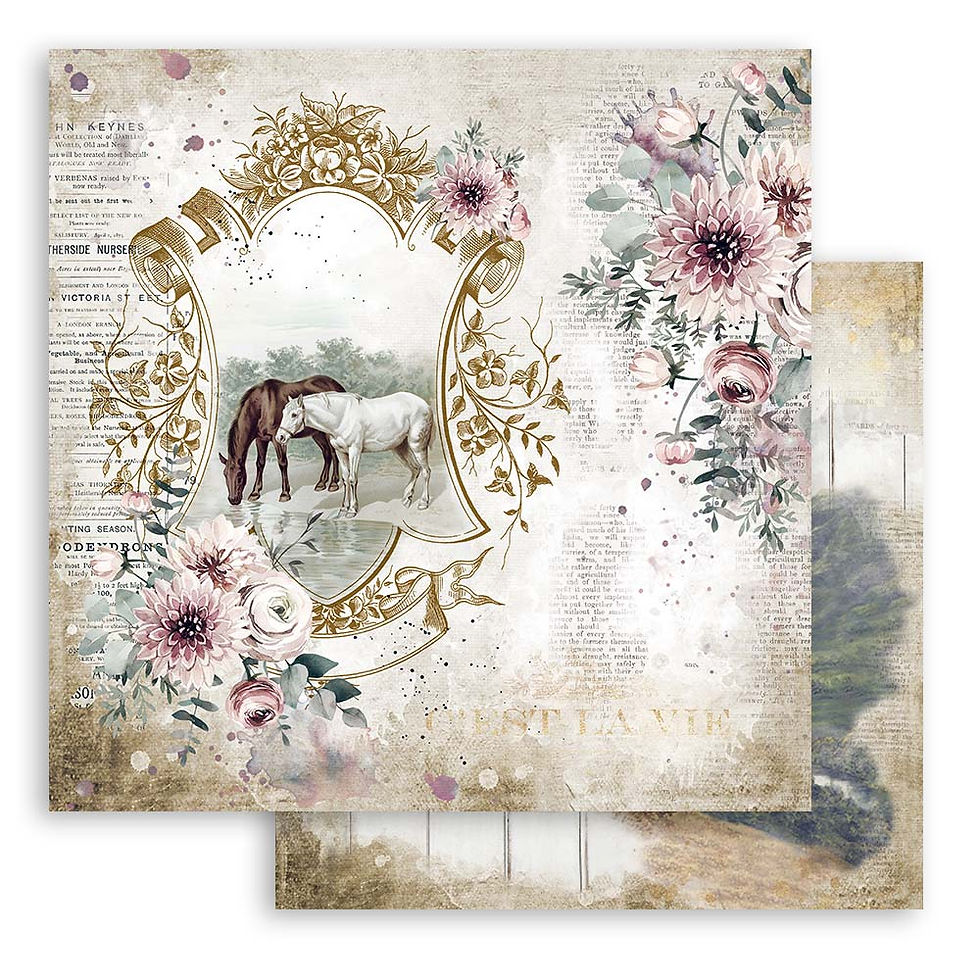 Thumbnail: REDUCED Stamperia - Horses  - Lake - 2 - 12x12 Single Sheets