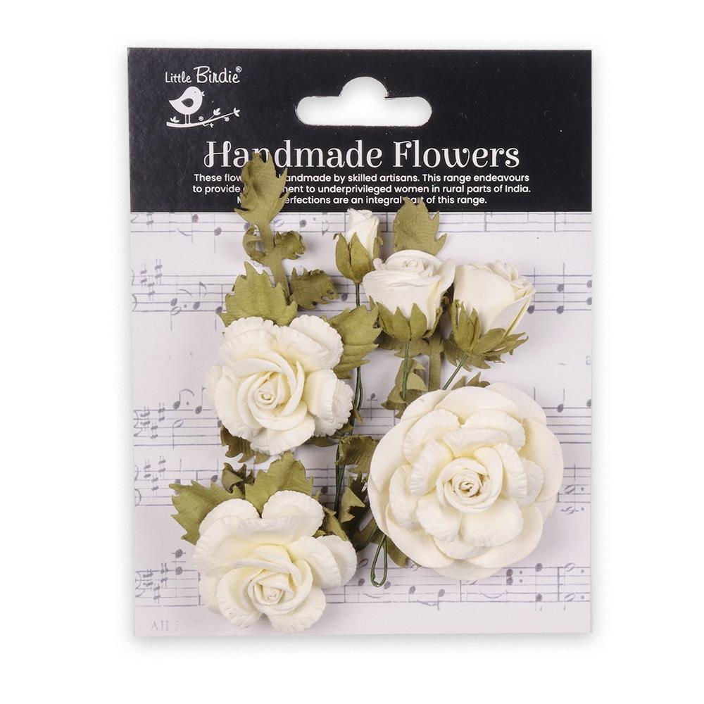 Little Birdie - Vida - Ivory Pearl - Paper Flowers 8/Pkg  Regular Price