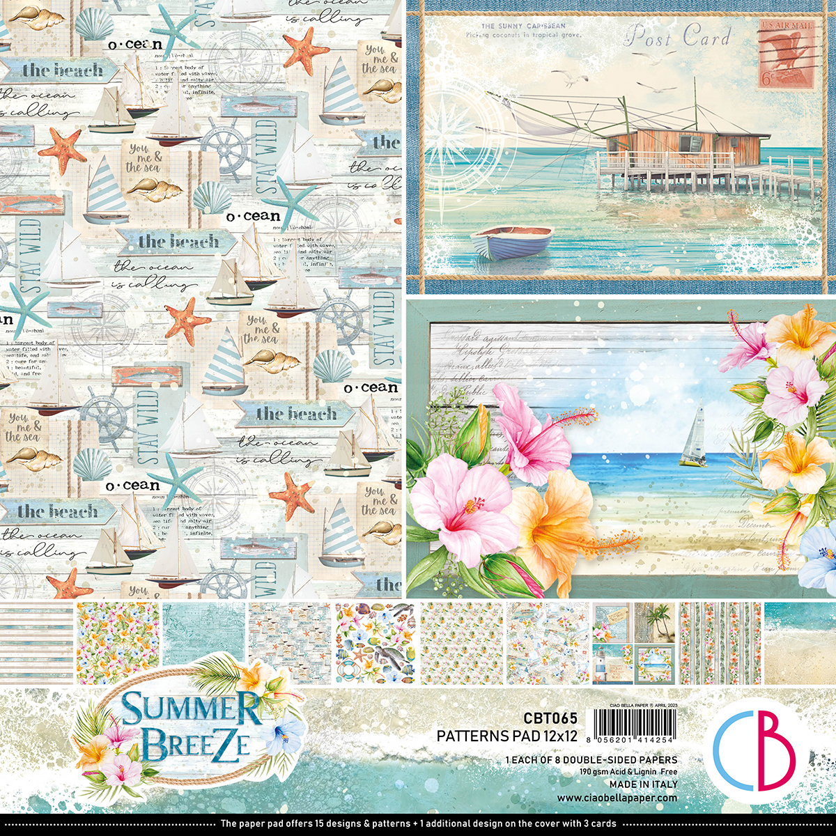 REDUCED Ciao Bella - Summer Breeze -Patterns -8 - 12x12 Double-Sided Sheets