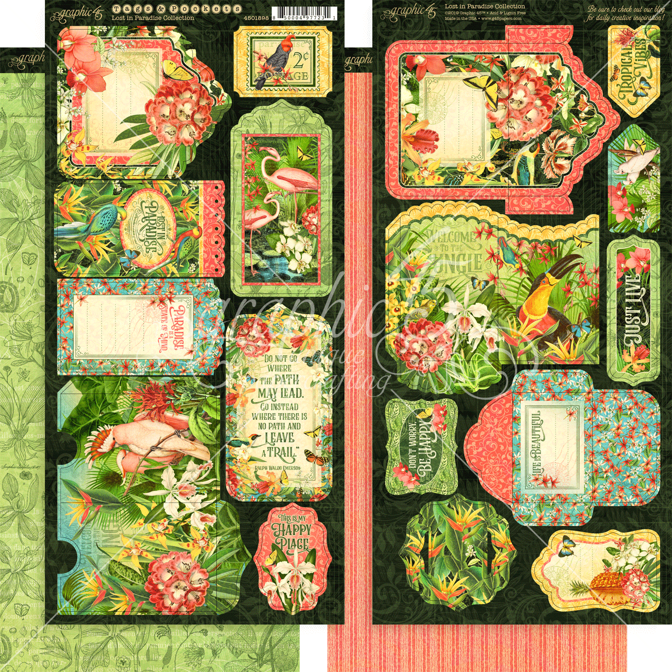 Multi Graphic 45 Lost in Paradise 12x12 Patterns /& Solid Pad Craft Paper