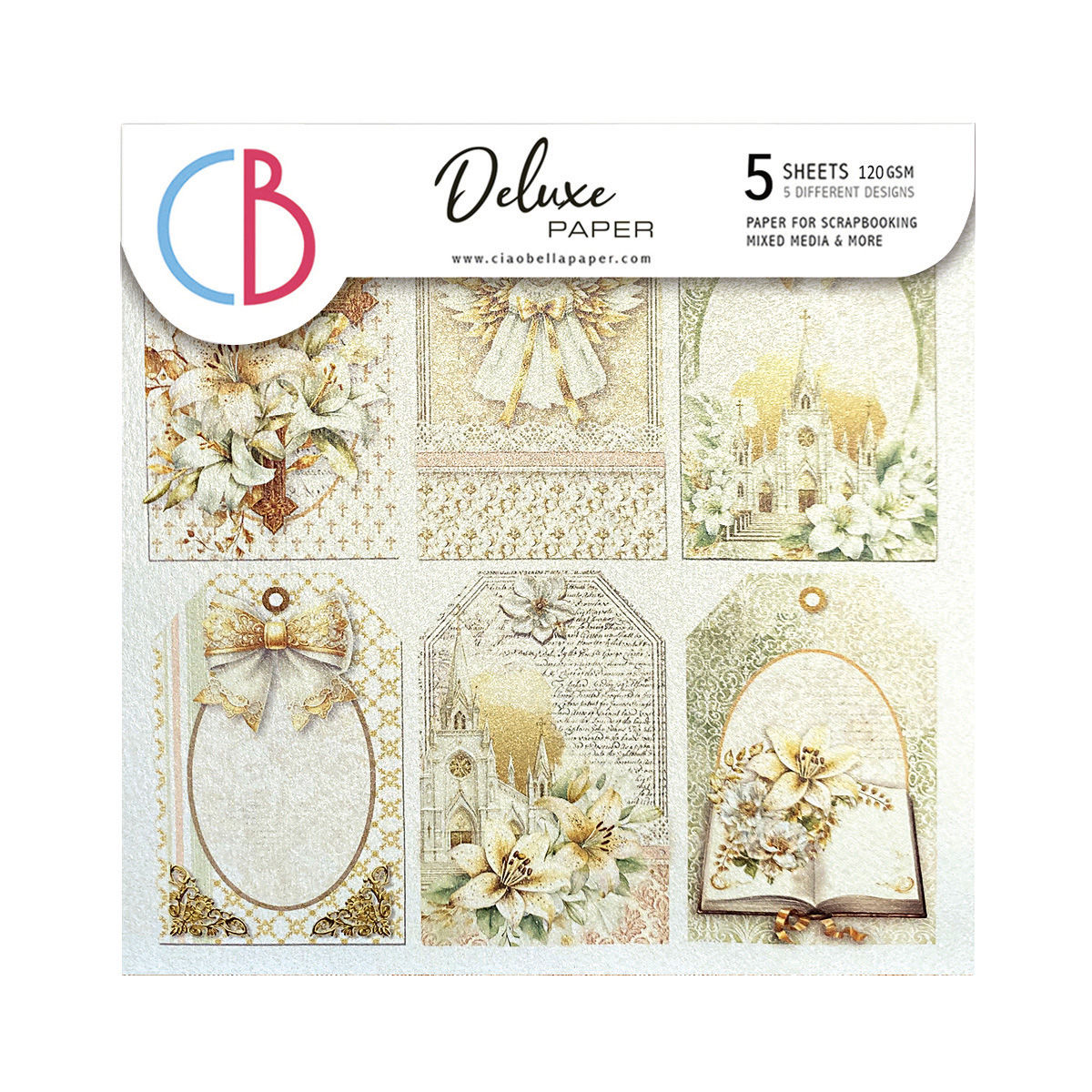 REDUCED Ciao Bella - Blessing Day - Deluxe Pearl Papers - 6x6 - 5 Sheets