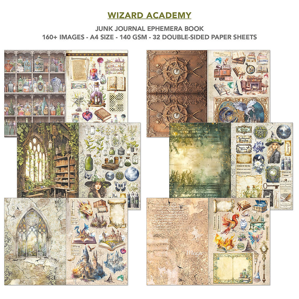 Thumbnail: Ciao Bella - Wizard Academy - Junk Journal Ephemera Book-A4 - 32 pages