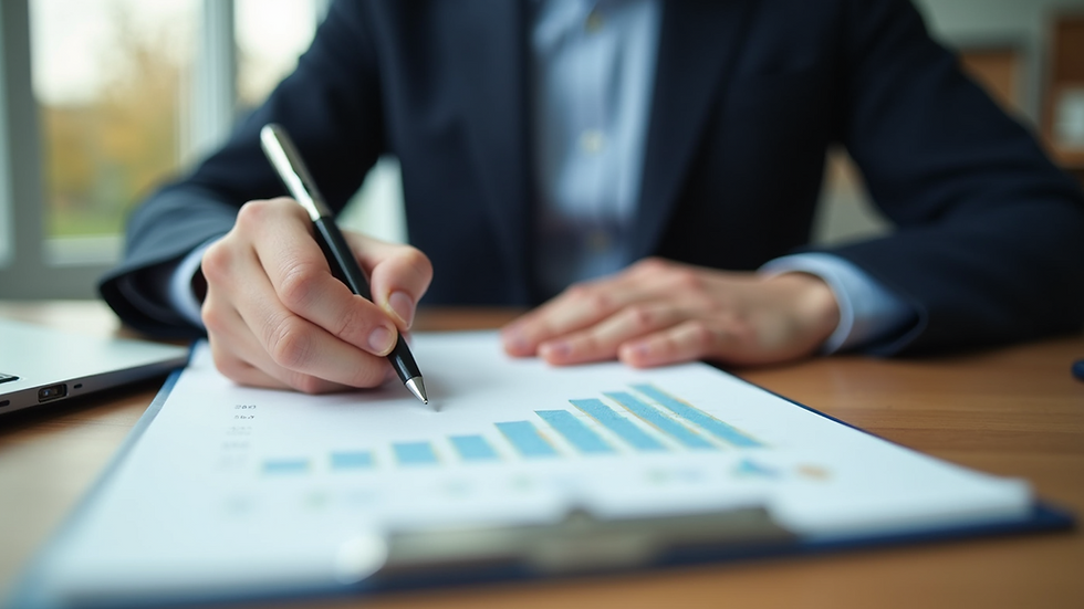 Close-up view of a person writing a budget plan on a notepad