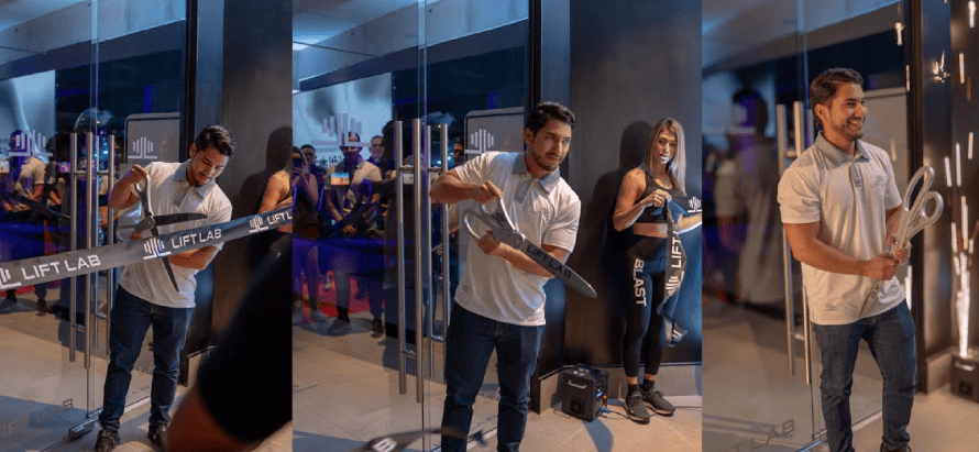 hombre cortando una cinta de inauguración