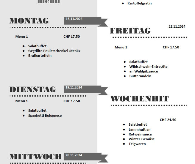 Wochenmenü KW47