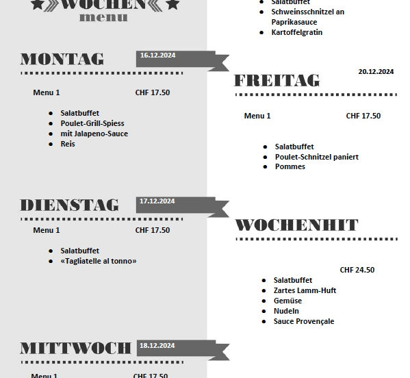 Wochenmenü KW51