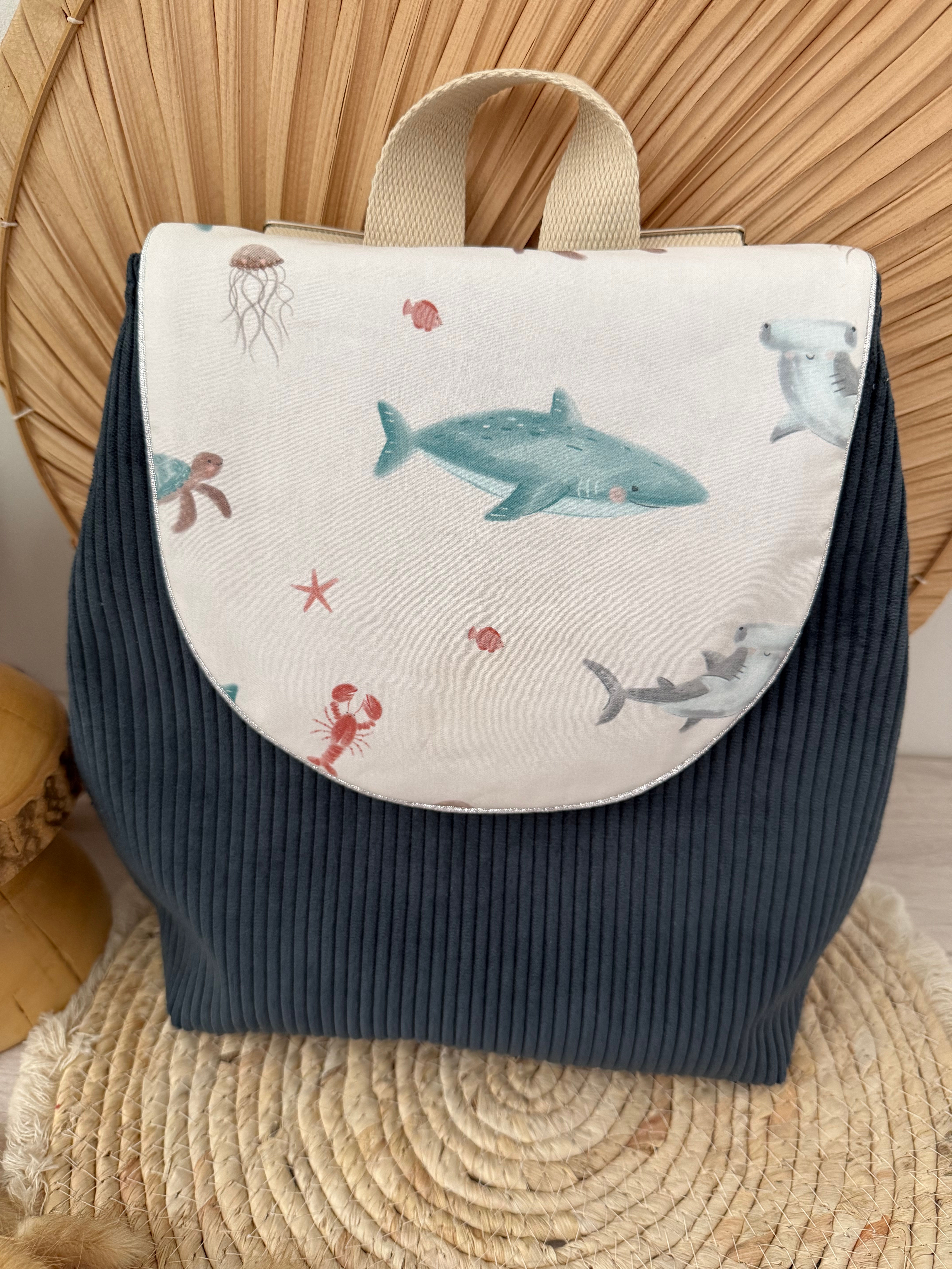 Sac maternelle, sac d'école, sac de crèche requin