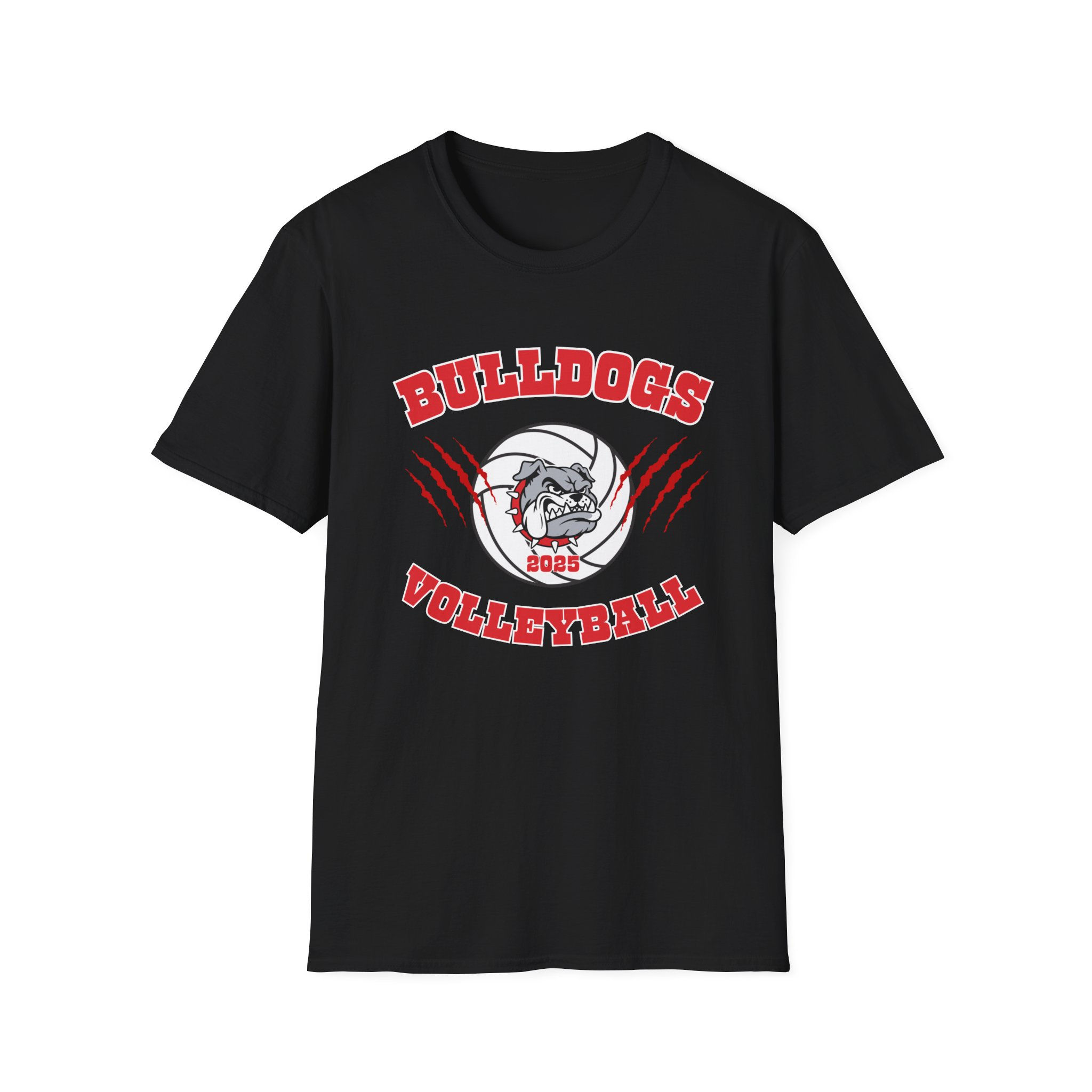 Unisex Softstyle T-Shirt- bulldog volleyball with claw marks