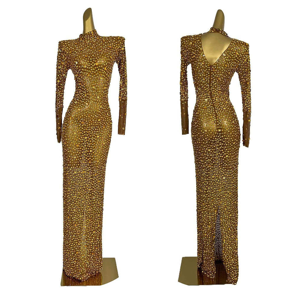 Sparkly Diamonds Long Sleeve Dress Women Sexy Birthday Celebrate Evening Prom Dr