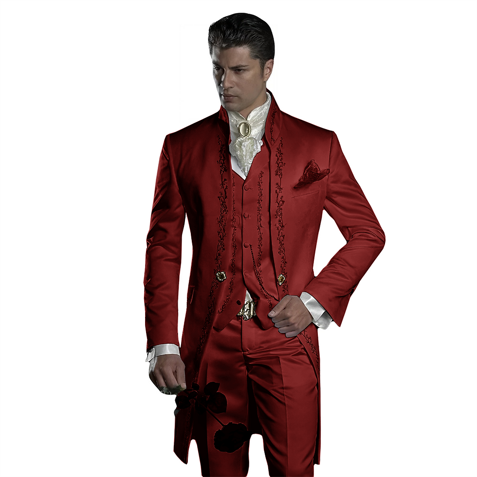 Thumbnail: Embroidered Men's Wedding Tuxedo Elegant Men's Suit Groom's Formal Customized Dr