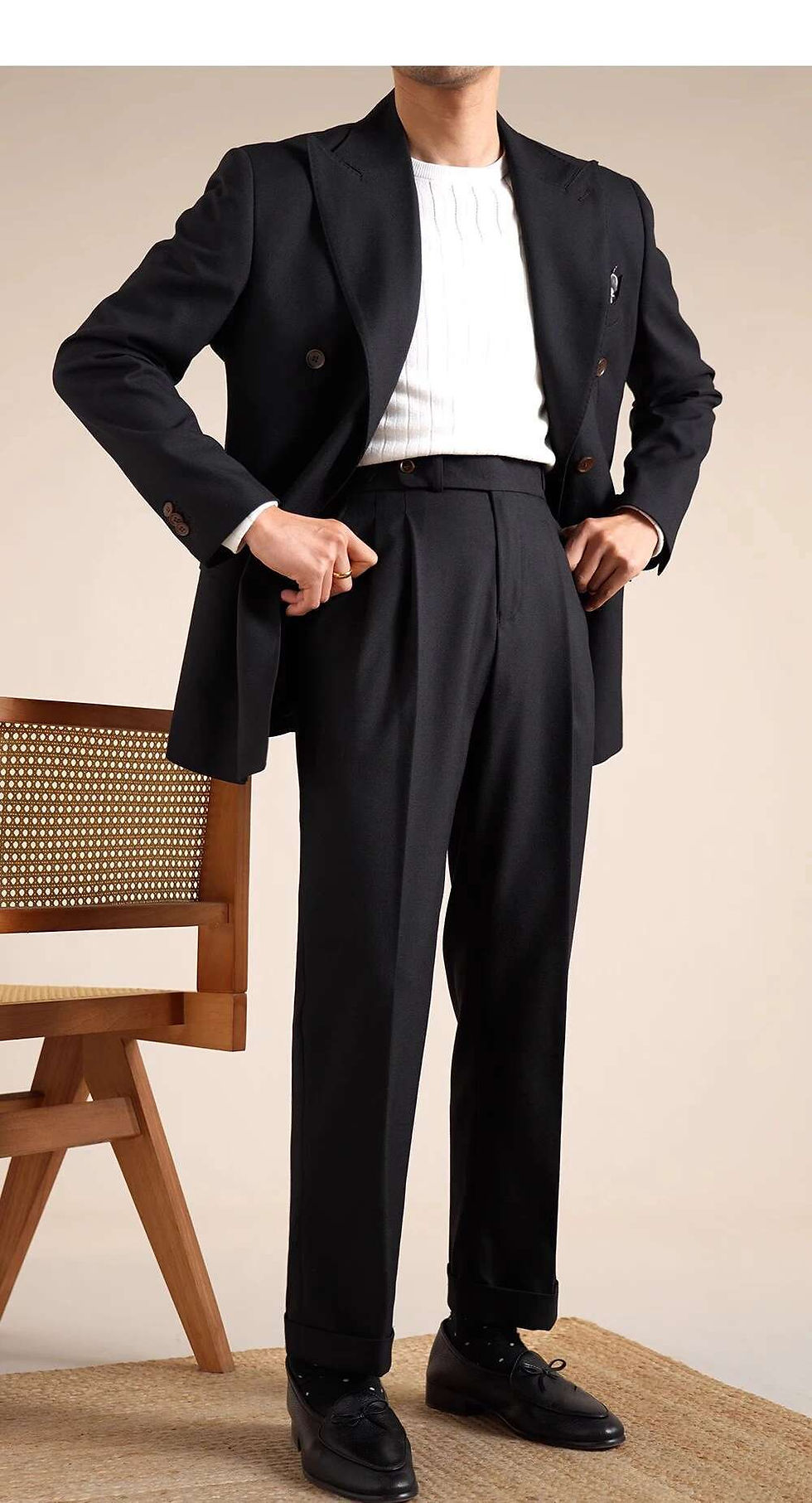 Thumbnail: Double Breasted Wedding Suit Men Tuxedo Suit Smoking Homme Mariage Traje Novio 2