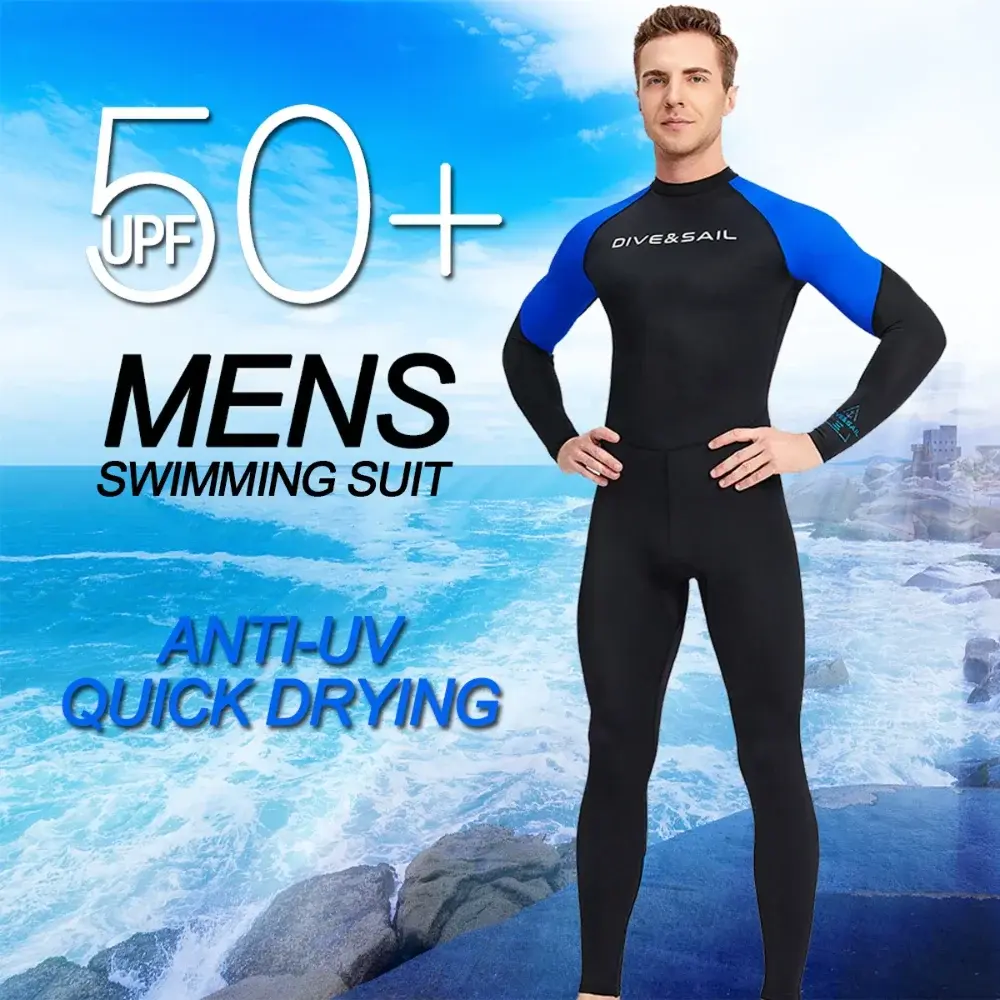 Men Long Sleeve Quick Dry Swimming Suit Adult Nylon Uv Protection Snorkeling Sur