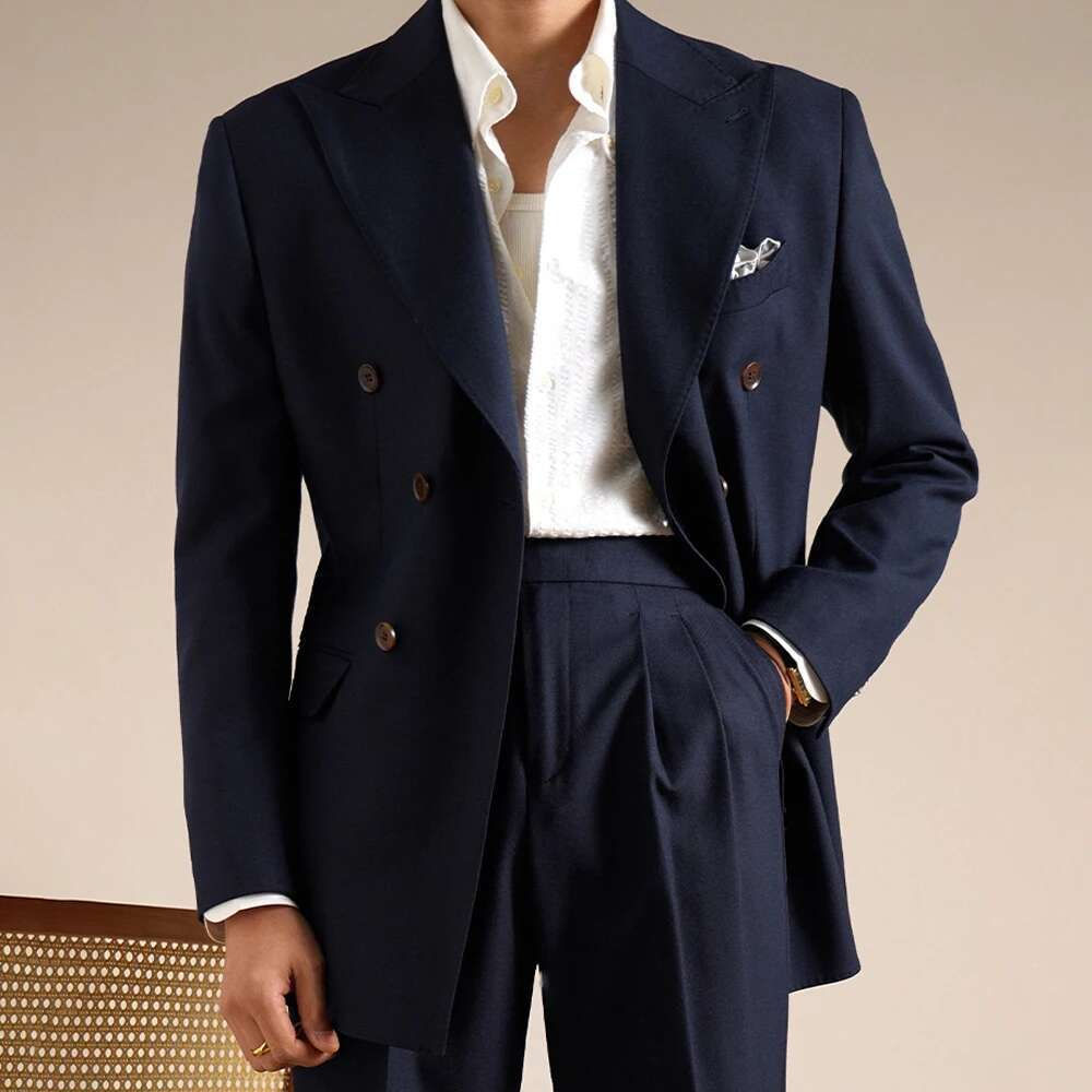 Double Breasted Wedding Suit Men Tuxedo Suit Smoking Homme Mariage Traje Novio 2