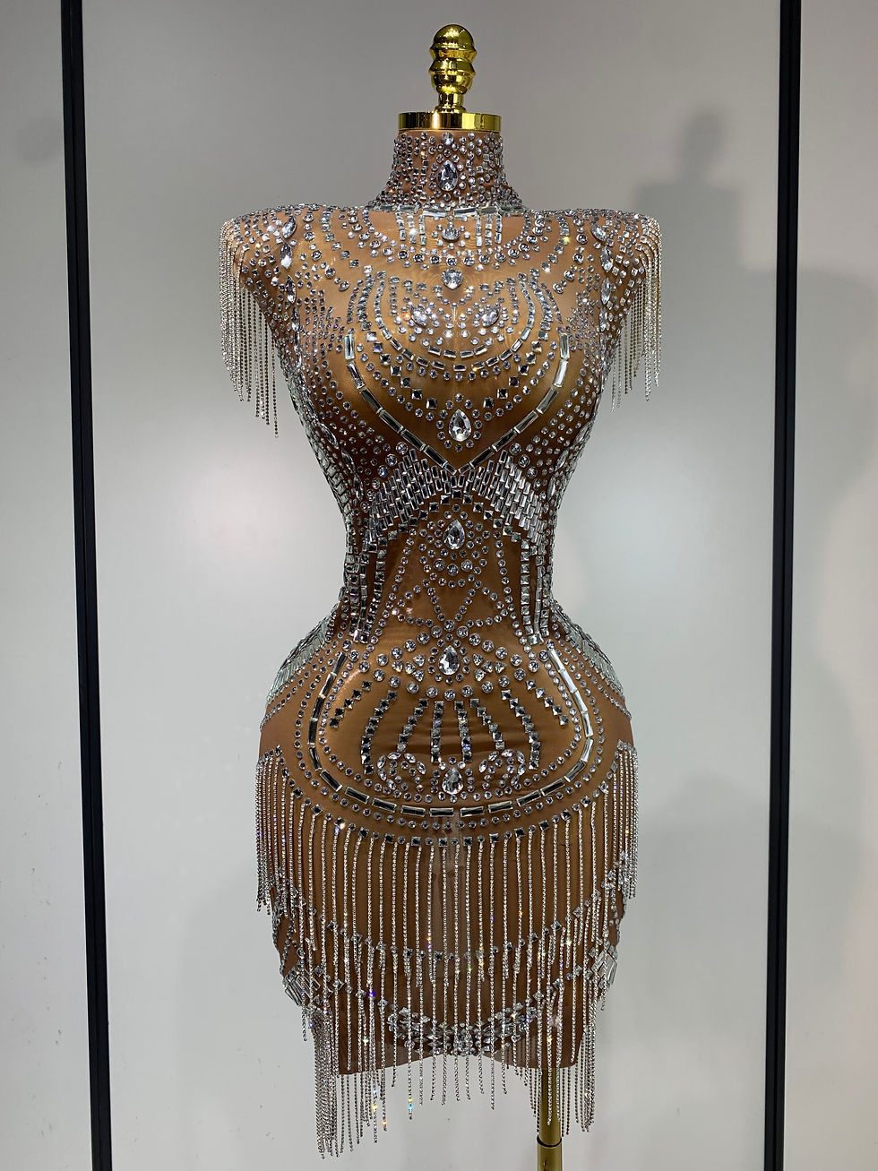 Sparkly Rhinestones Evening Dress Singer Stage Costume Luxury Prom Gown Celebrat