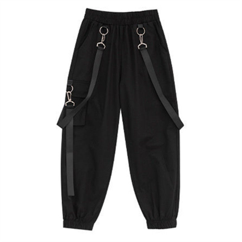 Black Cargo Pants for Teenage Girls New Fashion Summer Streetwear Hip Hop Sweat