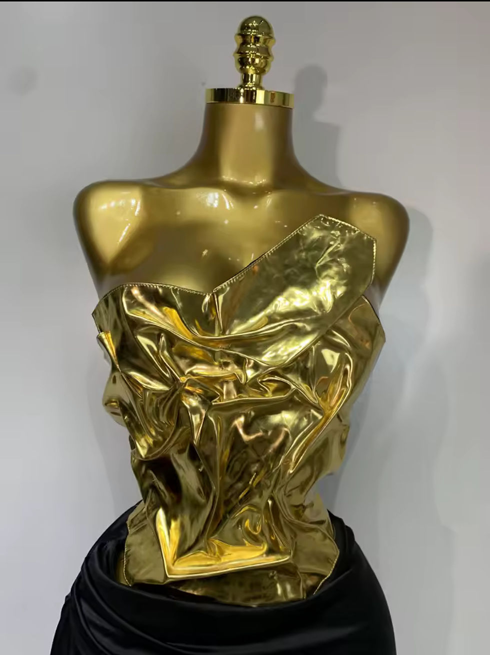 Sculpted Gold & Black Evening Gown