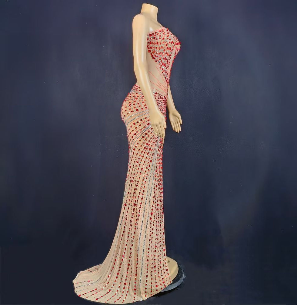 Sexy Stage Sparkly Rhinestones Transparent Sleeveless Dress Elegant Birthday Cel