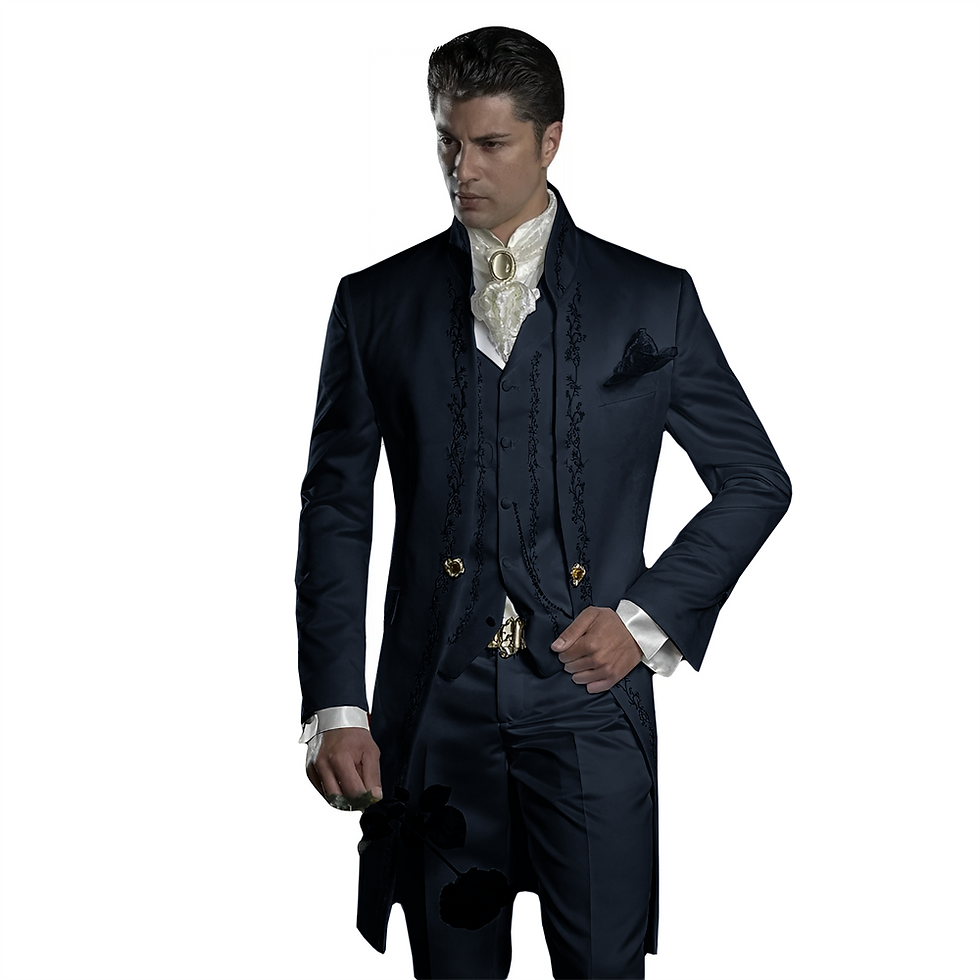 Thumbnail: Embroidered Men's Wedding Tuxedo Elegant Men's Suit Groom's Formal Customized Dr