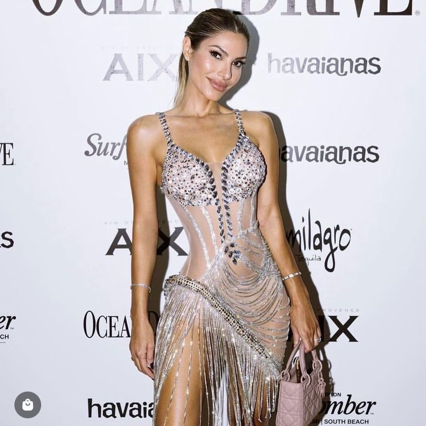 Manual Luxury Rhinestone Camisole, Diamond Chain Dress, Club Banquet Dress, Nigh