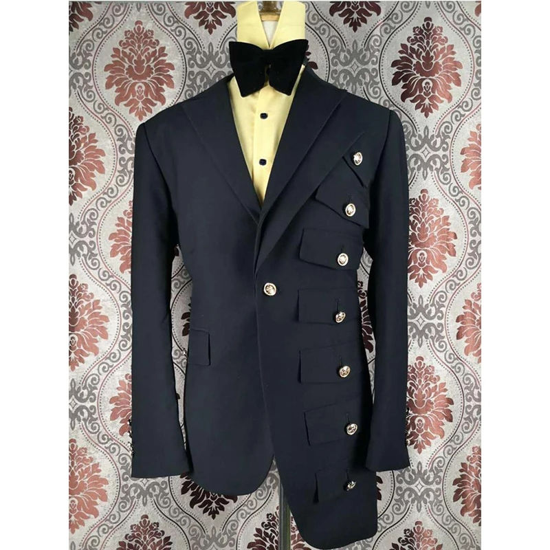 Thumbnail: 2025 Tuxedo Black Men Suits Wedding Groom Slim Fit Asymmetry Blazer Terno Mascul