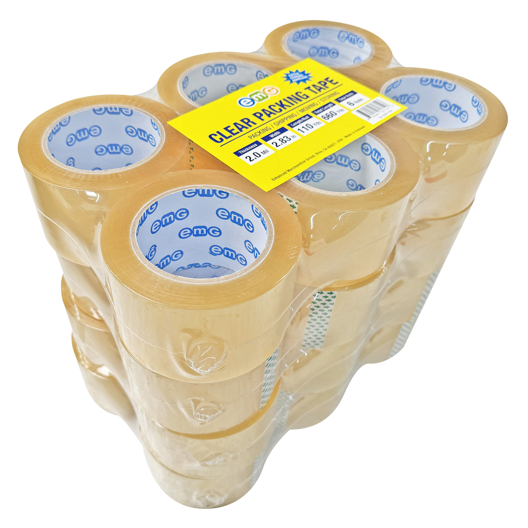 3" Packing Tape - 2.83" x 110 yds , 2.0 MIL, Clear