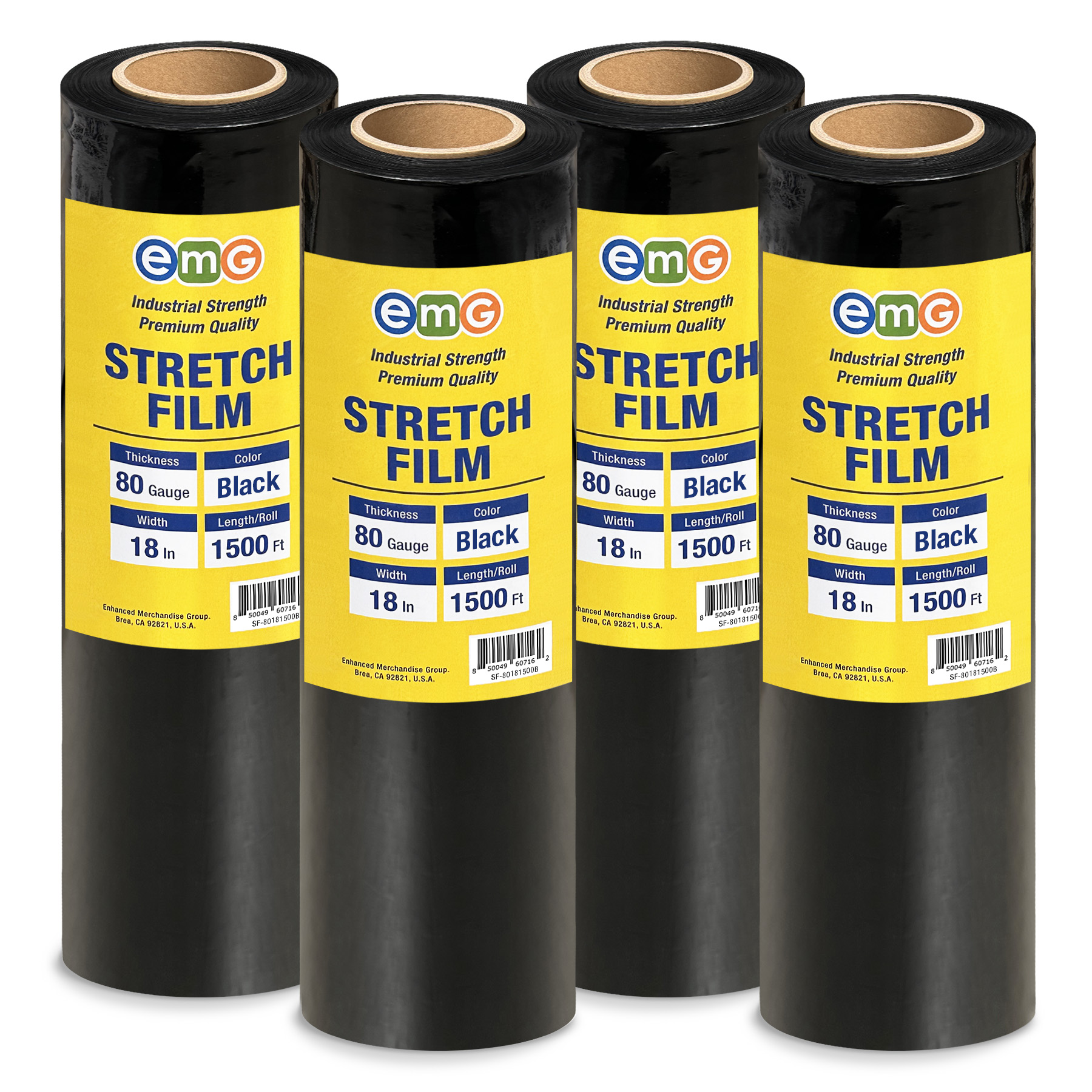 Stretch Film, 80 Gauge, 18" x 1500' - BLACK