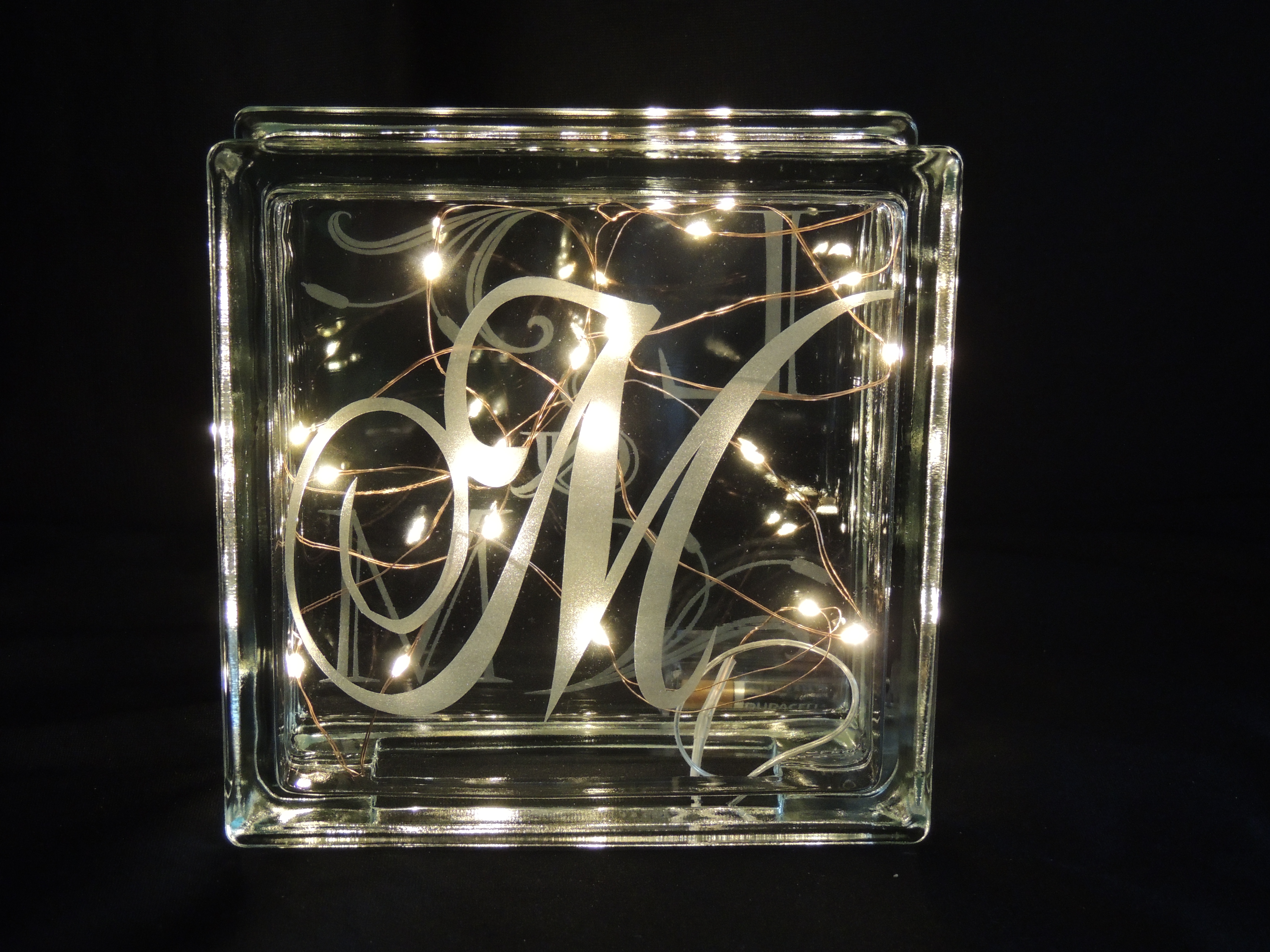 Glass block with fairy lights