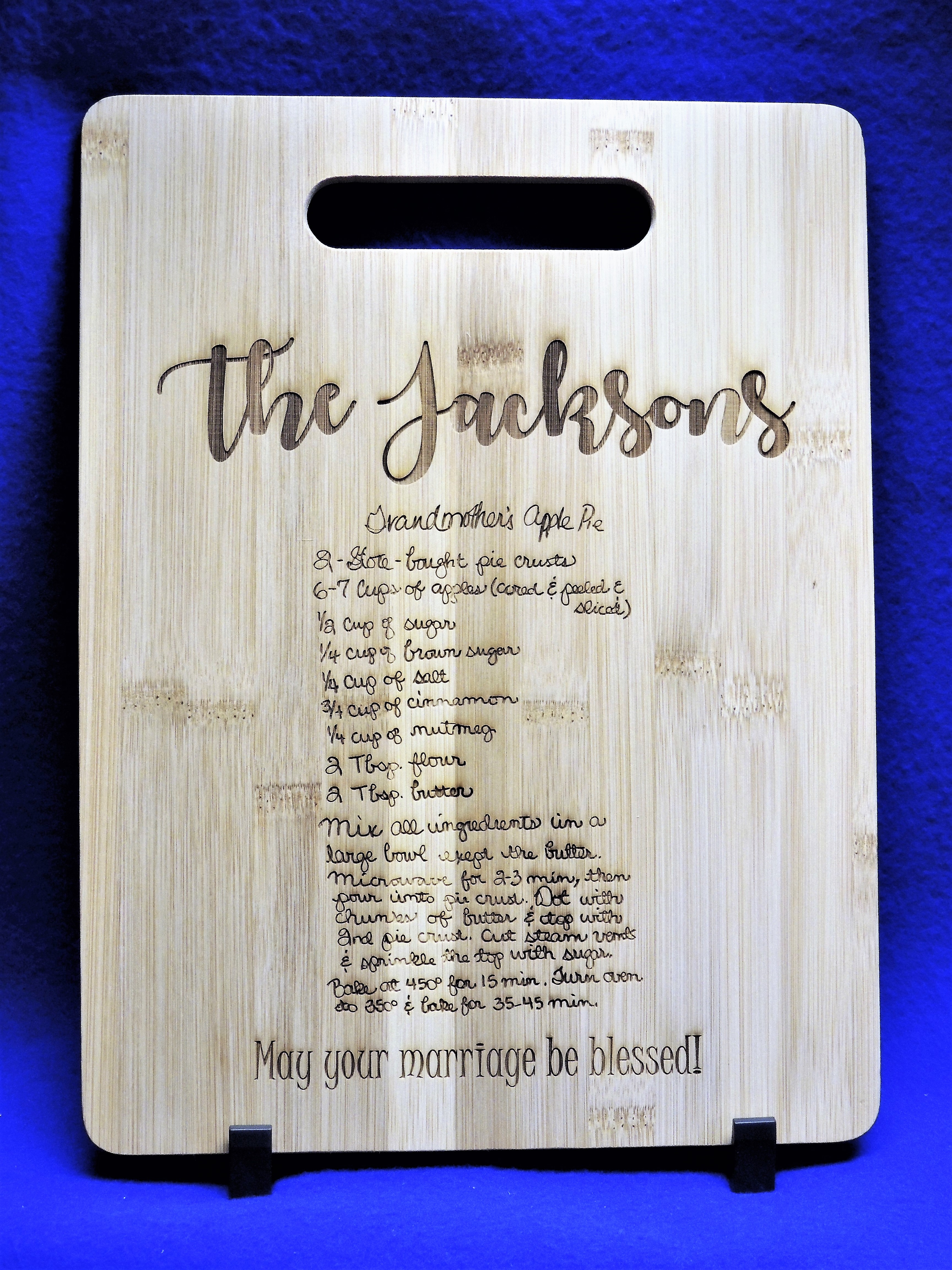 Handwriting on cutting board