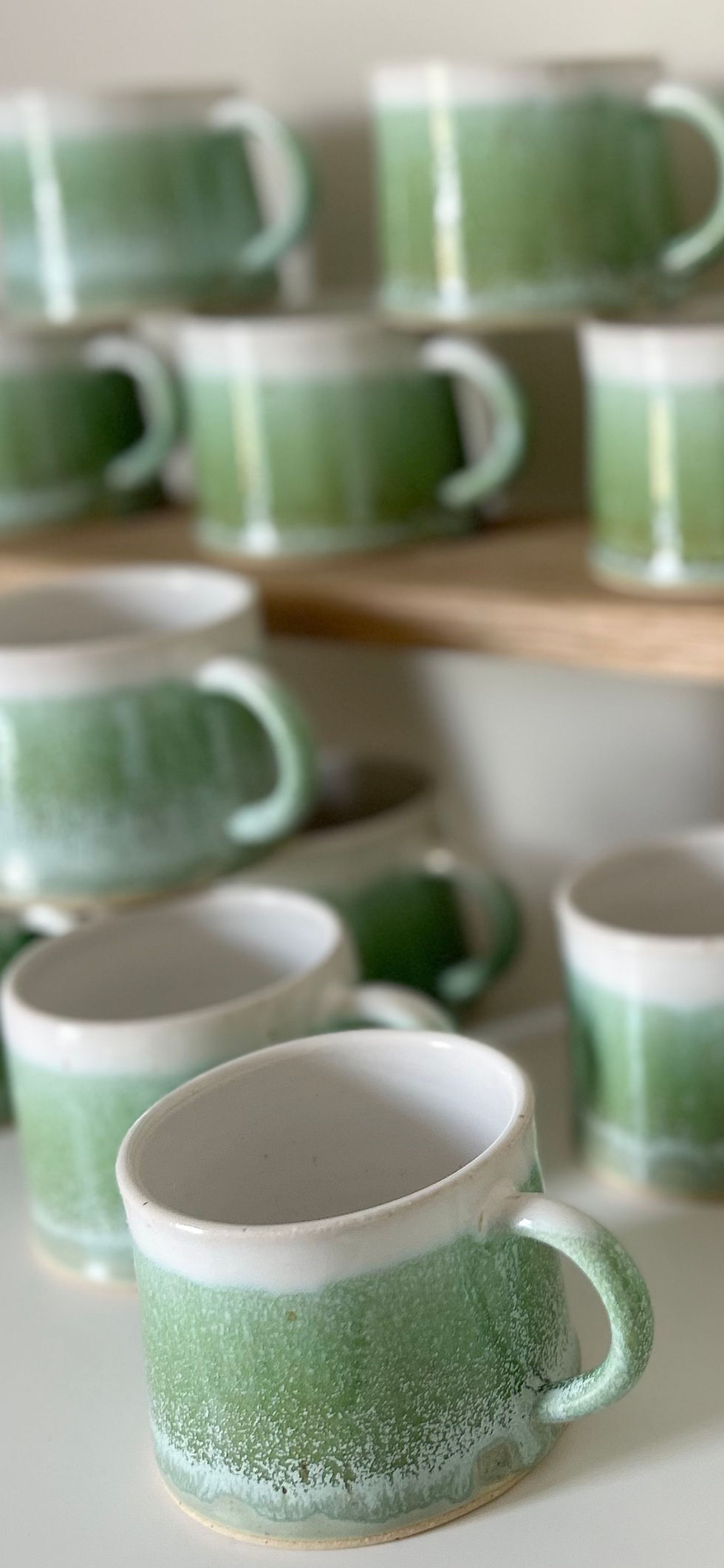 Thumbnail: Green and white stoneware mug