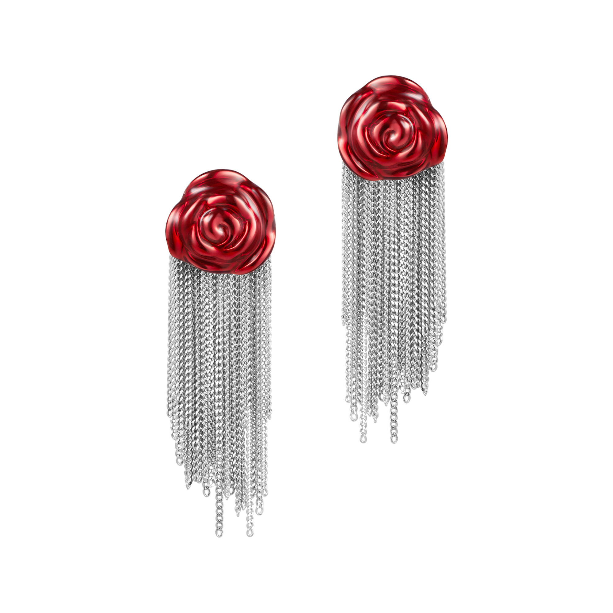 Capsule / Red Rose Tassel Earring