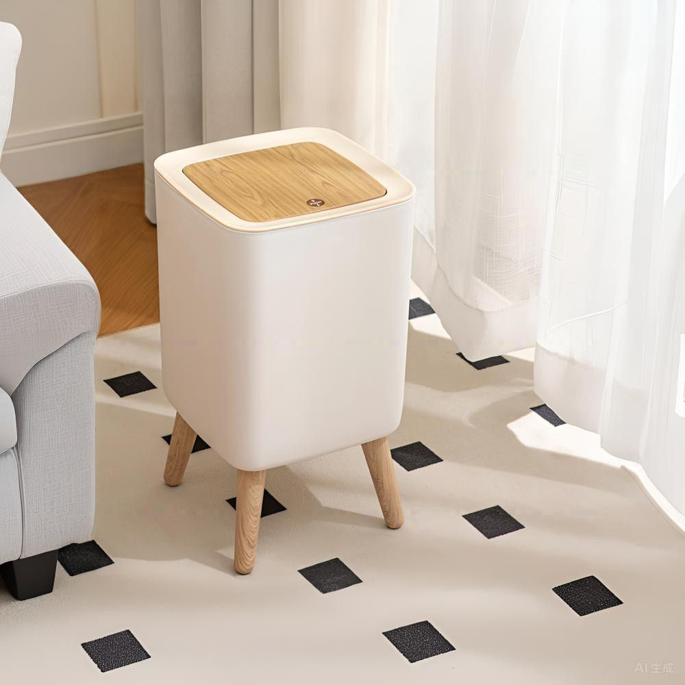 1 Piece High Clamshell Garbage Can, Suitable For Bedroom, Living Room, Bathroom,