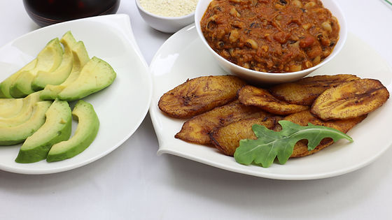 Fried Plantain with Beans Sauce