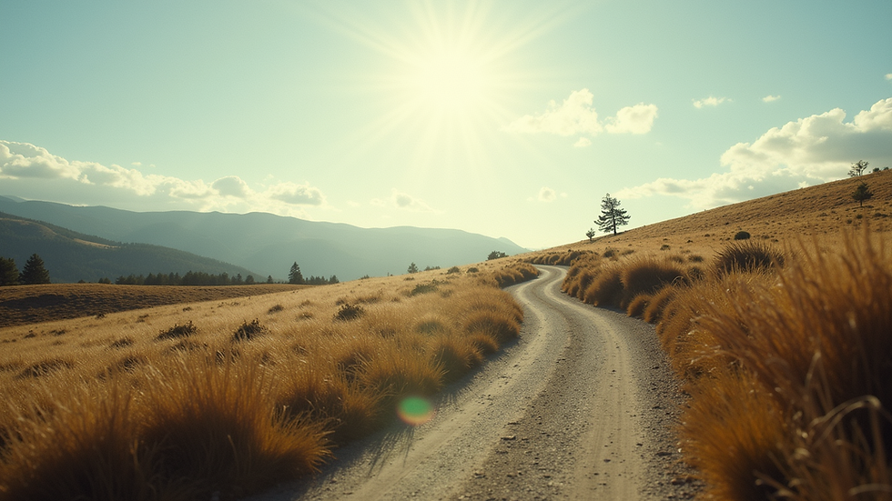 Eye-level view of a serene landscape with a winding path