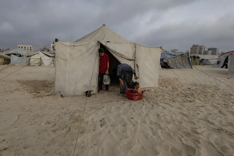 At a displacement camp in Gaza City this month. Saher Alghorra for The New York Times