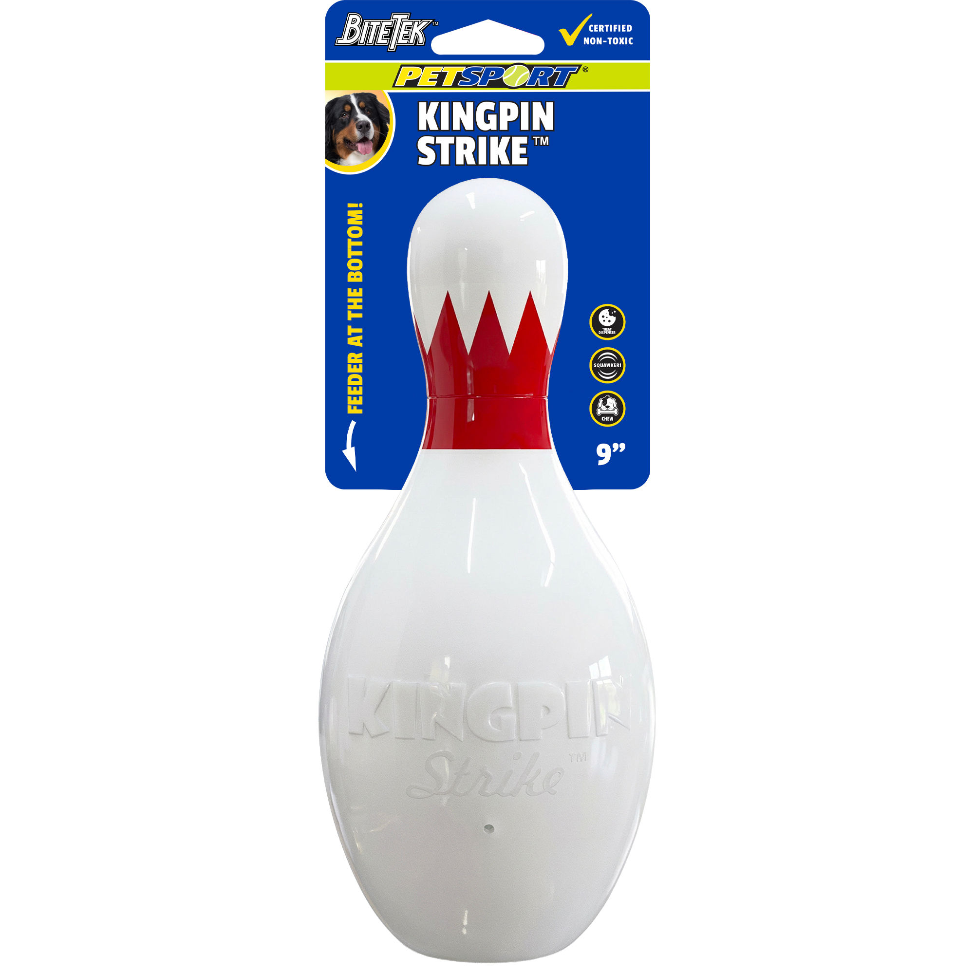 BiteTek Kingpin Strike bowling pin dog toy