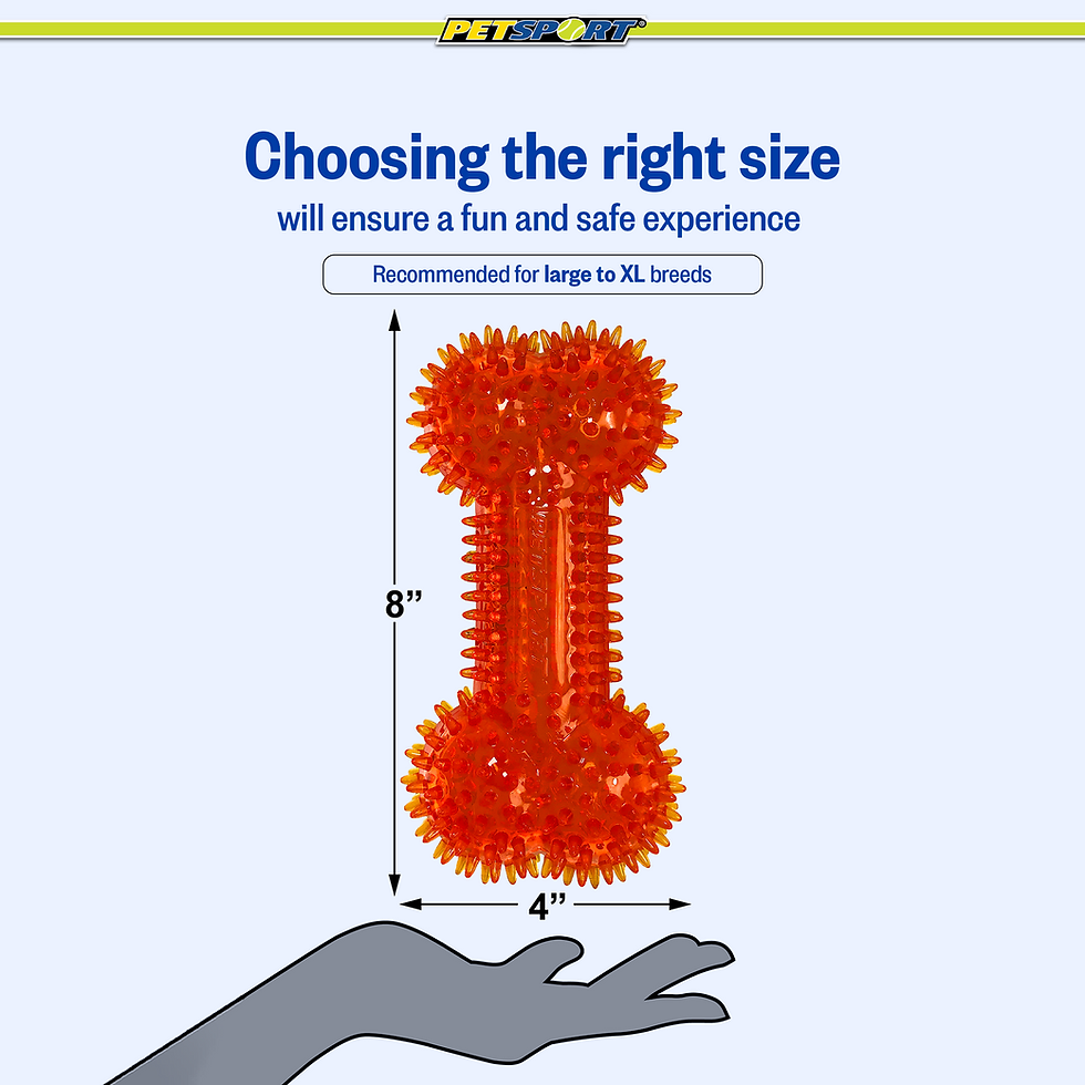 Thumbnail: Orange spiky bone dog toy, 8 inches, for large to XL breeds