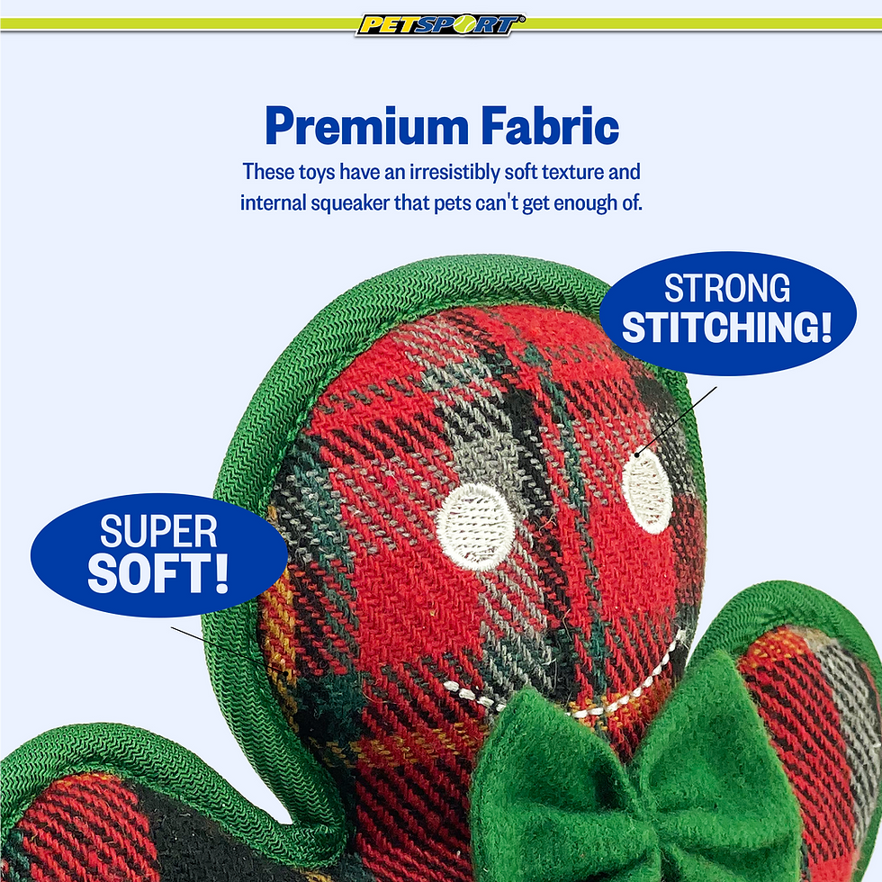 Thumbnail: Gingerbread dog toy with Premium Fabric, SUPER SOFT!, STRONG STITCHING!