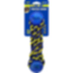 Virtue Pet 8.5" TWISTED CHEWS blue and yellow rope dog toy.