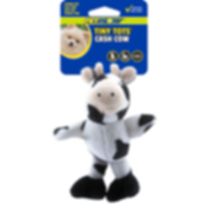 Plush cow toy 'Pet Life Tiny Toys Cash Cow' for strong chewers.