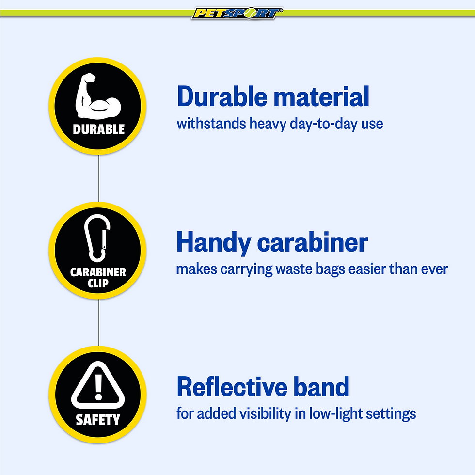 Thumbnail: Product features: Durable material, Handy carabiner, Reflective band for visibility.