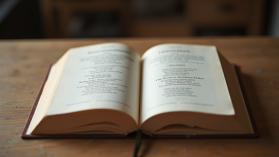 Eye-level view of an open book of Australian poetry on a wooden table