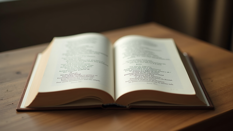 Close-up view of an open book of Australian poetry on a wooden table