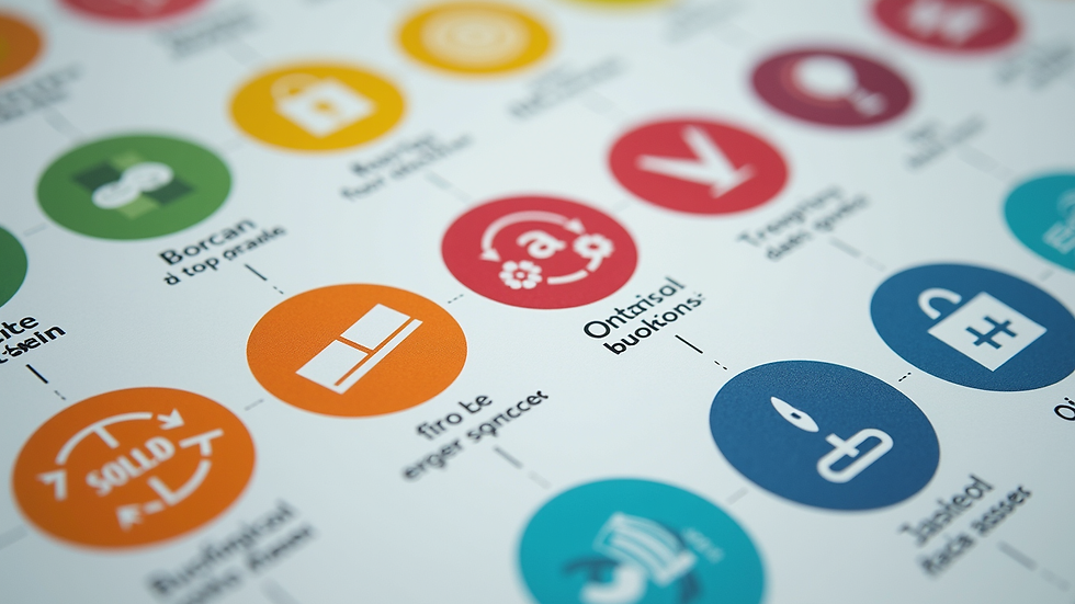 Close-up view of a colourful infographic showing the 17 Sustainable Development Goals icons