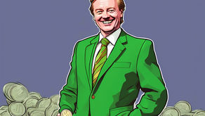 Craig Whyte, smiling in front of a pile of money