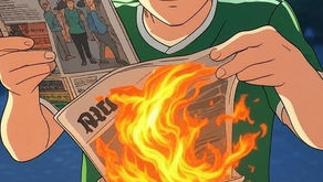 A celtic fan burning a tabloid