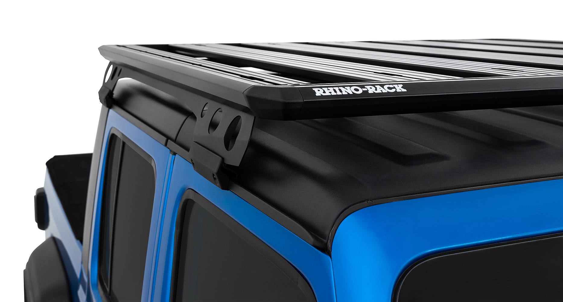 Rhino-Rack roof platform on a blue Jeep